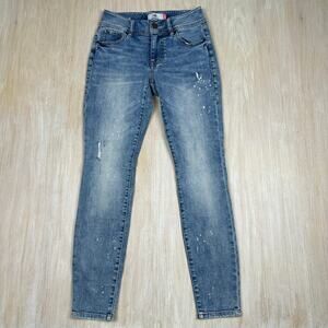 Cabi Cinch Skinny Distressed Acid Wash Bleach Retro Stretch Denim Jeans 4 #5492